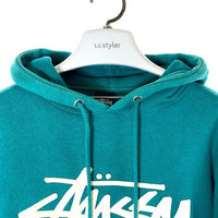 Stussy ステューシー USA製 ストックロゴワッペン プルオーバーパーカー ターコイズ sizeM 瑞穂店