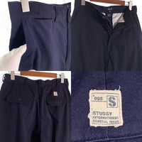 90's STUSSY ステューシー キャンバスコットン トラウザーパンツ ネイビー 中国製 紺タグ Size 32 福生店
