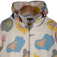 A BATHING APE アベイシングエイプ Shark Zip Hoodie シャーク フルジップアップ スウェットパーカー ホワイト マルチ 001ZPH301023X Size XL 福生店