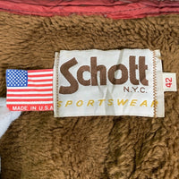 70's~ Schott ショット レザーライダースジャケット ブラウン 襟付 ボアライナー付 USA製 Size 42 福生店