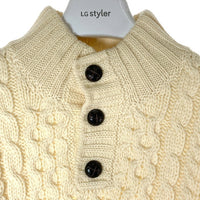 L.L.Bean エルエルビーン アイルランド製 フィッシャーマンセーター くるみボタン アイボリー sizeM 瑞穂店