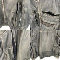 Harley-Davidson ハーレーダビッドソン シングル レザーライダースジャケット トリブルベント カウハイド 加工 97180-17VM/VT Size XL 福生店