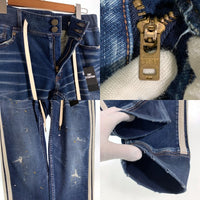 TMT ティーエムティー 19AW SWEATLIKE-INDIGO DENIM TRACK PANT スウェットデニムトラックパンツ インディゴ ダメージ/ペンキ加工 TPT-F1903 Size L 福生店
