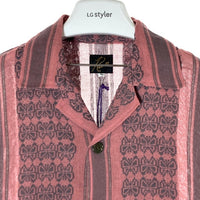 Needles ニードルズ 23SS Cabana Shirt カバナシャツ 開襟 半袖 ジャカード ピンク グレー MR242 Size L 瑞穂店