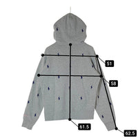 PINK PONY Ralph Lauren ピンクポニー ラルフローレン ポニー刺繍総柄 ポルオーバーパーカー グレー sizeM※所々毛玉あり 瑞穂店