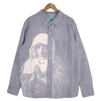 BRIGADE コットン ストライププリント 長袖シャツ ブルー 厚手 Size L 福生店