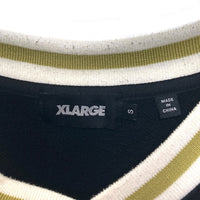 X-LARGE エクストララージ ベースボールロゴ Vネックスウェットトレーナー ブラック 101233012017 Size S 瑞穂店
