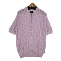HUF ハフ MONOGRAM JACQUARD ZIP SWEATER モノグラム ジャガードジップセーター 半袖 ラベンダー KN00485 Size M 福生店