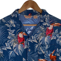 Michael Gerald ミカエルジェラルド レーヨン アロハシャツ ブルー オオハシ Size S 福生店