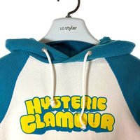 HYSTERIC GLAMOUR ヒステリックグラマー 2CF-4530 90's プリント バイカラーパーカー ホワイト×ブルー sizeFREE※首元汚れ有★ 瑞穂店
