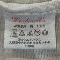 WAREHOUSE ウエアハウス QUEENSBOROUGH プリント 七分袖 カットソー ホワイト ネイビー Size M 福生店