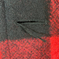 COMME des GARCONS HOMME コムデギャルソンオム HN-C014 AD2014 ショールカラー 袖レザー バッファローチェック ロング スタジャン ブラック レッド sizeXS 瑞穂店