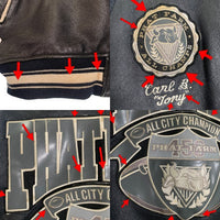 PHAT FARM ファットファーム オールレザー スタジャン ワッペン 刺繡 ブラック Size XL 福生店