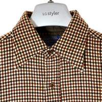 PENDLETON ペンドルトン 70's USA製 ウールシャツ 片ポケット 千鳥柄 ベージュxブラウン sizeL 瑞穂店