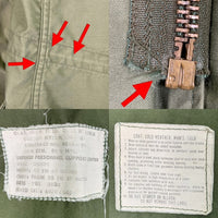 70's~ U.S.ARMY 米陸軍 M-65 3rd ミリタリー フィールドジャケット オリーブ コットン ナイロン ノンリップ 襟SERVALファスナー Size S-S 福生店