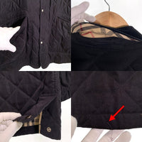 BURBERRY LONDON バーバリー キルティングジャケット ブラック スナップボタン 襟コーデュロイ 裏地ノバチェック Size XL-REG 福生店