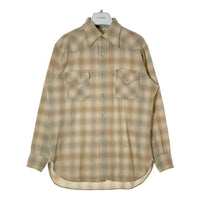 PENDLETON ペンドルトン 80's 白タグ ウール オンブレチェック ウエスタンシャツ ブラウン×ベージュ sizeL 瑞穂店