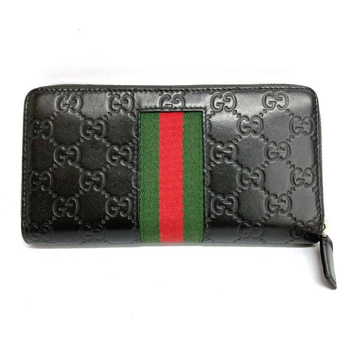 GUCCI グッチ 408831 493075 グッチシマ シェリーライン 長財布 ラウンドファスナー長財布 ブラック 瑞穂店