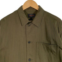 BEAMS+ ビームスプラス ヘリンボーン ツイル ミリタリーチョアジャケット カバーオール オリーブ 38-18-0158-791 Size L 福生店