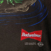 90's Budweiser バドワイザー YOUR PAD OR MINE? スリーフロッグス プリントTシャツ フェードブラック Changes USA製 1995コピーライト Size XL 福生店