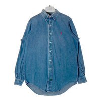 POLO COUNTRY ポロカントリー 90's マレーシア製 ボタンダウン デニムシャツ インディゴ sizeM 瑞穂店