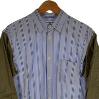 COMME des GARCONS SHIRT コムデギャルソンシャツ 20SS Bomber Sleeve Shirt ボンバースリーブシャツ ストライプ ブルー オリーブ S28050 Size S 福生店