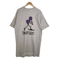 90's SKATE N.Y.C. スケート プリントTシャツ グレー USA製 フルーツオブザルーム Size XL 福生店