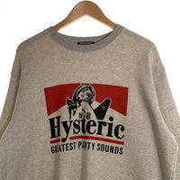 HYSTERIC GLAMOUR ヒステリックグラマー GREATEST PARTY SOUNDS クルーネックスウェット グレー 02261CS05 Size L 福生店