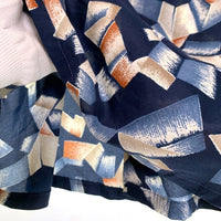 70's Sears シアーズ KINGS ROAD ポリエステル シャツ 幾何学模様 長袖 ネイビー Size M 福生店