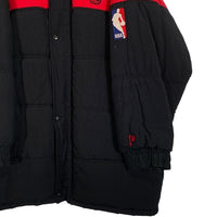 90's NBA CHICAGO BULLS シカゴ・ブルズ PRO PLAYER 中綿 ジャケット ブラック レッド Size L 福生店
