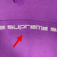 SUPREME シュプリーム 18AW Text Stripe Hooded Sweatshirts テキストストライプ プルオーバースウェットパーカー フーディー パープル Size M 福生店