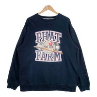 PHAT FARM ファットファーム クルーネックスウェットトレーナー プリント ネイビー Size XL 福生店