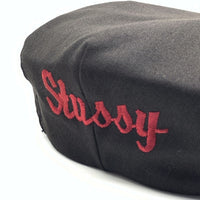 80's STUSSY ステューシー ロゴ刺繡 ハンチング 帽子 ブラック USA製 オールド タグなし Size L 福生店