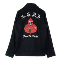 FUCT ファクト SSDD 両面刺繍 袖レザースタジャン ファラオジャケット ブラック sizeS 瑞穂店