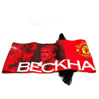 MANCHESTER UNITED マンチェスターユナイテッド David Beckham デイビッド ベッカム プリントスカーフ MADE IN UK レッド 瑞穂店