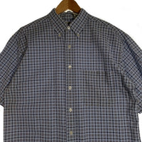 L.L.Bean エルエルビーン シアサッカー ボタンダウンチェックシャツ 半袖 ライトブルー Size M 福生店
