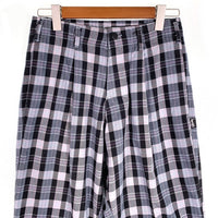 80's STUSSY ステューシー コットン チェック柄 1タック ロングパンツ グレー ブラック USA製 黒タグ Size 29 福生店