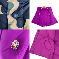 A BATHING APE アベイシングエイプ ナイロン リバーシブルダウンベスト カモフラージュ パープル 001LJ0801019X Size L 福生店