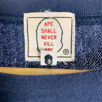 A BATHING APE アベイシングエイプ ワンポイントワッペン Tシャツ ネイビー 袖裾リブ Size M 福生店