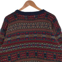 90's WOOLRICH ウールリッチ フェアアイル柄 ニット セーター バーガンディー ネイビー Size L 福生店
