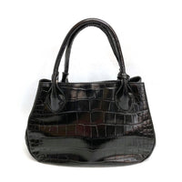 FURLA フルラ トートバッグ クロコ型押しハンドバッグ 保存袋付 ブラック 瑞穂店