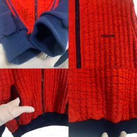 80-90's adidas アディダス トラックジャケット フリル切替 レッド ネイビー ririジップ レディース Size US L 福生店