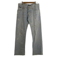 DOLCE&GABBANA ドルチェアンドガッバーナ クラッシュ デニムジーンズ ダメージ加工 レザーパッチ ライトブルー ZDP72/814N イタリア製 Size 48 福生店