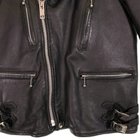 RALEIGH ラリー シープレザー ダブルライダースジャケット ブラック ロンジャン ライトニング型 6058 Size XS 福生店