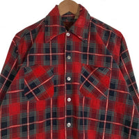 70's Sears シアーズ KING ROAD キングロード チェックプリント フランネルシャツ レッド Size L 福生店