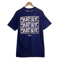 90's SKATE N.Y.C. スケートニューヨーク DIVISION プリントTシャツ ネイビー フルーツオブザルーム Size L 福生店