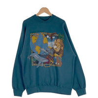 90's WORLD PRESERVE アニマルプリント クルーネックスウェットトレーナー ブルー GALT SAND USA製 Size L 福生店