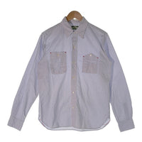 SUGAR CANE Light シュガーケーンライト ガチャポケ ストライプシャツ マチ 長袖 ホワイト ブルー Size M 福生店