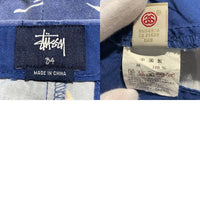 STUSSY ステューシー ウォッシュ加工 ヨット総柄 コットン ショートパンツ ブルー Size 34 福生店