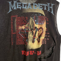 80's MEGADETH メガデス TOUR 87-88 プリント ノースリーブトップ ブラック 袖カットオフ Size M 相当 福生店